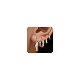 YaJisa Dainty Gold Chunky Huggie Hoop Earrings Set for Women,14K Gold/Silver Plated Hypoallergenic Lightweight Thick Open Gold Huggie Hoop Earring Set Everyday Fashion Jewelry Gift for Women @ $4.99