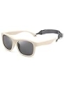 Meeloog Polarized Toddler Sunglasses with Strap, Rectangular Flexible Rubber Sun Glasses for Age 0-4 Boys Girls MST0094 (P1 Beige Frame/Grey Lens) @ $6.50