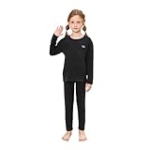 BENO TIGER Girls Thermal Underwear Set Fleece Lined Compression Shirt Pants Toddler Kids Ultra-Soft Stretch Base Layer Suit Dark Grey
