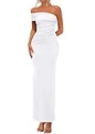 PRETTYGARDEN Women’s 2026 Wedding Guest Cocktail Dresses One Off The Shoulder Ruched Bodycon Formal Maxi Party Summer Outfits (White,XX-Large) @ $18.19