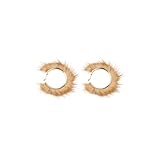 Mink Fur Hoop Earrings Raccoon Fur Hoop Earring Warm Christmas Gifts 5 cm Big Size Pom Pom Earrings Endless Circle Earrings for Women -Yellow @ $3.49