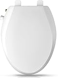 Clirass Elongated Bidet Toilet Seat with Quiet-Close, Non-Electric Bidet Toilet Seat with Self Cleaning Dual Nozzles, Fit Elongated Toilet Seat, White Bidet Attachment with Brass inlet @ $29