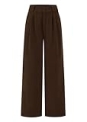 KIRUNDO Corduroy Pants Women High Waisted Wide Leg Pants Casual Winter Chenille Straight Loose Comfy Trousers with Pockets(Dark Brown, 16)