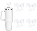 DJAIOD 4Pcs White Straw Cover for Stanley, Straw Covers Cap, 10mm Silicone Straw Toppers for Tumblers, Bow Cup Accessories for Stanley 30&40Oz @ $5.99 ($1.50 / Count)