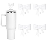 DJAIOD 4Pcs White Straw Cover for Stanley, Straw Covers Cap, 10mm Silicone Straw Toppers for Tumblers, Bow Cup Accessories for Stanley 30&40Oz @ $5.99 ($1.50 / Count)