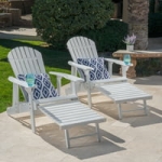 Set of 2 Munoz Reclining Wood Adirondack Chair with Footrest (White) @ $79.04