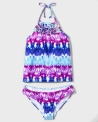 Girls Tie Dye Tankini Swimsuit – White
