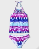 Girls Tie Dye Tankini Swimsuit – White