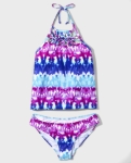 Girls Tie Dye Tankini Swimsuit – White