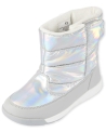 Girls Metallic All Weather Boots – Silver