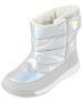 Girls Metallic All Weather Boots – Silver