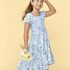 Girls Floral Smocked Ruffle Dress – Party Blue