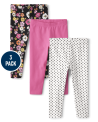 Girls Floral Capri Leggings 3-Pack – Black 2