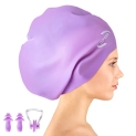 Extra Large Swimming Cap for Women Long Hair Girls Men and Adult Waterproof Silicone Cover Ear Bath Pool Shower Swimming Caps Special Design Swim Cap for Long Thick Curly Hair&Dreadlocks Weaves Braids @ $8.99