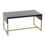 Household Essentials Wrap Rectangular Coffee Table Black Oak Wood Grain and Black Metal @ $58.15