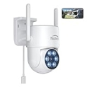 NUFEBS Security Camera 2K/4MP HD Dome Camera Pan/Tilt 355° Surveillance Camera with Spotlight Night Vision Motion Detection Siren WiFi Remote Two-Way Audio Waterproof (White) @ $18.00