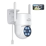NUFEBS Security Camera 2K/4MP HD Dome Camera Pan/Tilt 355° Surveillance Camera with Spotlight Night Vision Motion Detection Siren WiFi Remote Two-Way Audio Waterproof (White) @ $18.00