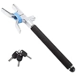 CARTMAN 3 in 1 Steering Wheel Lock Vehicle Anti Theft Lock Emergency Hammer Window Breaker Self Defense Heavy Duty Secure Adjustable Length Universal Fit for Cars Vans Caravans @ $15.00