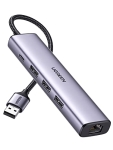 UGREEN USB 3.0 to Ethernet Adapter 5 in 1 Multiport Hub with Gigabit RJ45 and Type-C Power Port LAN Network Adapter Compatible with Laptop PC MacBook Mac Mini Surface XPS Windows Linux MacOS @ $13.58