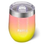 FAVIA Wine Tumbler with Lid 12oz Vacuum Insulated Stainless Steel Wine Cup Leak-Proof(SUNSET) @ $4.99 ($0.42 / Fl Oz)
