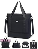Fmeida Gym Bag for Women, 30L Expandable Travel Bags with Shoe Compartment, Sports Yoga Bag with Wet Pocket, Carry On Overnight Weekender Work Tote – Black