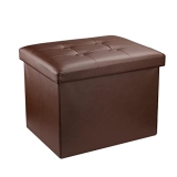 eMOUSE Storage Ottoman Folding Ottomans Footrest Stool for Living Room Bedroom Room Small Bench Foot Stool Rectangle Cube L17W13H13IN Brown… @ $12.99