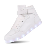 UMUERX Kids LED Light Up Shoes for Boys and Girls Cool USB Charging Flashing High-top Sneakers Child Unisex highwhite-30 @ $20.99