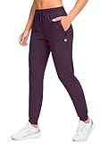 G Gradual Women’s Joggers Pants with Zipper Pockets Tapered Running Sweatpants for Women Lounge, Jogging (Wine Red, X-Large)