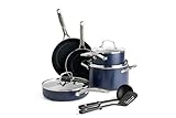 Blue Diamond Cookware 10 Piece Cookware Pots and Pans Set, Diamond Infused Healthy Ceramic Nonstick, PFAS and PFOA-Free, Dishwasher Safe, Oven Safe, Metal Utensil Safe, Warp Control, Blue @ $56.4