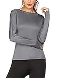 COOrun Womens Seamless Athletic Shirts Long Sleeves Sports Running Shirt Quick Dry Exercise Shirts,Grey L @ $13.49