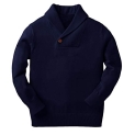 Makkrom Toddler Baby Boy Girl Shawl Collar Pullover Cable Sweaters Knit V Neck Christmas Fall Wniter Outfit Dark Blue 12-18 Months @ $9.99