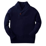 Makkrom Toddler Baby Boy Girl Shawl Collar Pullover Cable Sweaters Knit V Neck Christmas Fall Wniter Outfit Dark Blue 12-18 Months @ $9.99