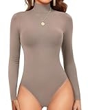 Irisnaya Mock Turtleneck Bodysuit Long Sleeve Body Suits Thong Bodysuits for Women