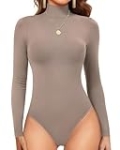 Irisnaya Mock Turtleneck Bodysuit Long Sleeve Body Suits Thong Bodysuits for Women