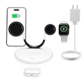 Magnetic 3-in-1 Wireless Charging Station – Qi 15W Fast Charger for Apple Mag Safe iPhone 16-11 Pro Max Watch Ultra & AirPods Pro, Premium Luxury Smile Face Office Desk Organizer Gift-Ready (White) @ $12.99