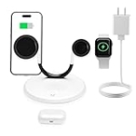 Magnetic 3-in-1 Wireless Charging Station – Qi 15W Fast Charger for Apple Mag Safe iPhone 16-11 Pro Max Watch Ultra & AirPods Pro, Premium Luxury Smile Face Office Desk Organizer Gift-Ready (White) @ $12.99