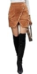ELSTAROA Women’s Faux Suede High Waist Button A-Line Mini Pencil Skirt Khaki @ $14.99