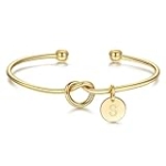 M MOOHAM Gold Bracelets for Women – dainty Gold plated Love Tie the Knot Bracelet Initial Letter S Cuff Bracelet for women Bridesmaids Proposal Gifts for Wedding Matron Maid of Honor Gift