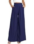 Kocowoo Women’s High Waist Casual Wide Leg Palazzo Pants, Dress Pants for Women, Work Pants with Pockets for Women Office. Navy- Blue @ $33.99