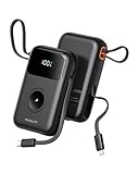 Kuulaa 10000mAh Power Bank with Built-in Cables, 22.5W Fast Charging Portable Charger for iPhone, Samsung and Apple Watch, Compact Lightweight with LCD Display