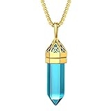 Bestyle Sparkling December Synthetic Turquoise Gold Birthstone Pendant Celtic Knot Necklace 18K Gold Plated 22 Inch Bead Chain (with Gift Box) @ $5.97