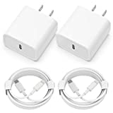 iPhone Charger [Apple MFi Certified] 2 Pack 20W PD USB C Wall Fast Charger Adapter with 2 Pack 6FT Type C to Lightning Cable Compatible with iPhone 14 13 12 11 Pro Max XR XS X,iPad @ $9.99