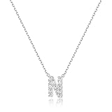 Jewlpire 925 Sterling Silver Necklaces for Women – Initial Necklaces Letter Necklace Cubic Zirconia Pendant Necklaces Alphabet Necklace-S-N