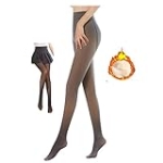 ZAZHANG Flawless Legs Fake Translucent Warm Fleece Pantyhose Women Warm Fleece Lined Slim Stretchy Leggings Pant (US, Alpha, One Size, Regular, Regular, Black-220g Thin fleece) @ $9.50