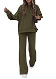 KIRUNDO Fall Sweatsuits Women 2 Piece Outfit Lounge Sets 2025 Matching Airport Oversized Sweatshirt Sweatpants Tracksuit(Army Green, XX-Large)