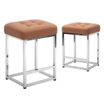 CangLong 24″ Bar Stool Counter Height Bar Stools with Footrest Faux Leather