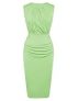 Summer Formal Sleeveless Cocktail Dress for Women Elegant Front Drape Crew Neck Midi Body con Dress Cocktail Wedding Green M @ $18