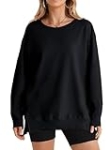 Sweetnight Crewneck Sweatshirts Women Oversized Fall Long Sleeve Side Slit Loose Sweatshirts Black M @ $28.99