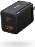 USB C Charger, Baseus 30W 2 Port SuperSi Charger, Fast Compact PD Charger with Foldable Plug for iPad Pro/Air/Mini, iPhone 13/13 Mini/13 Pro/13 Pro Max/12/SE/11/XR/XS, Samsung, Pixel 6, Black
