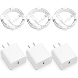 USB C Charger iPhone Charger Fast Charging 3Pack 20W Type C Wall Charger Block with 6FT Long USB C to Lightning Cable Compatible with for iPhone 14Pro/13 Pro/12/12 Pro Max/11/XS Max/XS/XR/X/8 @ $6.49